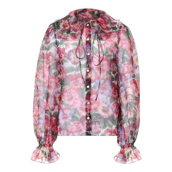 NWT  Dolce & Gabbana Floral Print Blouse Silk Shirt Multicolor IT 38 XS - Picture 4 of 6